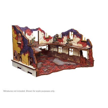 Pre - Painted WW2 Ostfront Stalingrad School Left (with Balcony) - Gelände - Micro Art Studio - H00246