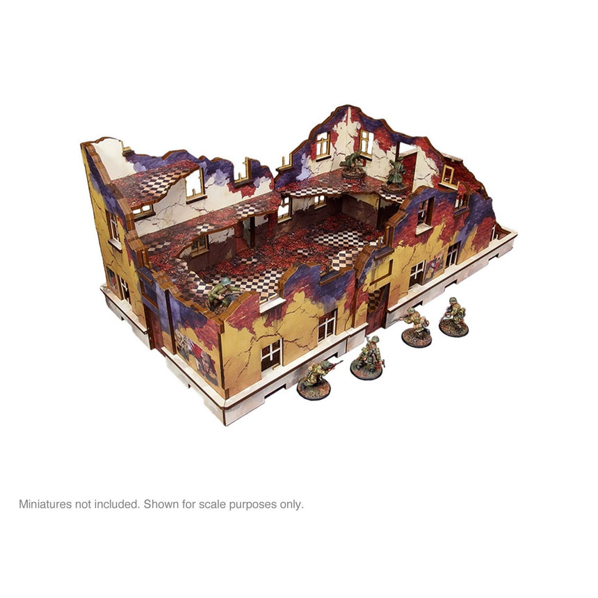 Pre - Painted WW2 Ostfront Stalingrad School Left (with Balcony) - Gelände - Micro Art Studio - H00246