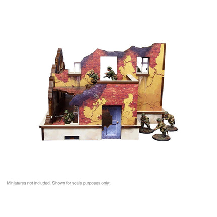 Pre - Painted WW2 Ostfront Stalingrad School Left (with Balcony) - Gelände - Micro Art Studio - H00246