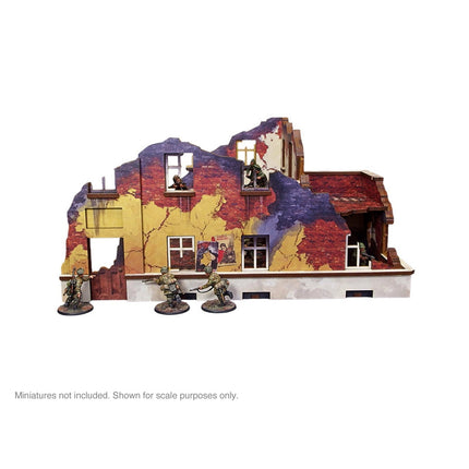 Pre - Painted WW2 Ostfront Stalingrad School Left (with Balcony) - Gelände - Micro Art Studio - H00246