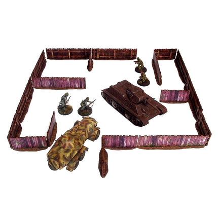 Pre - Painted WW2 Ostfront Village Low Fence - Gelände - Micro Art Studio - H00241