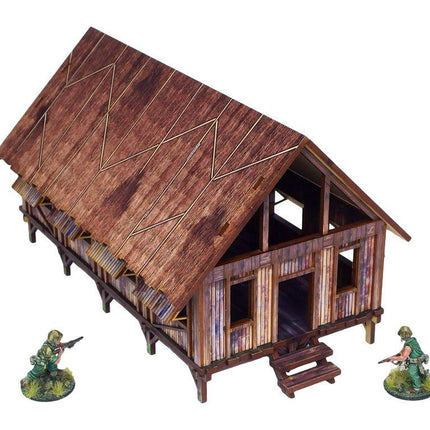 Pre - Painted WW2 Pacific Barracks (1) - Gelände - Micro Art Studio - H00283