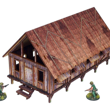Pre - Painted WW2 Pacific Barracks (1) - Gelände - Micro Art Studio - H00283