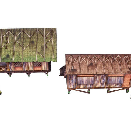 Pre - Painted WW2 Pacific Jungle Huts (2) - Gelände - Micro Art Studio - H00282