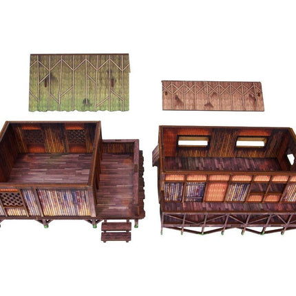 Pre - Painted WW2 Pacific Jungle Huts (2) - Gelände - Micro Art Studio - H00282