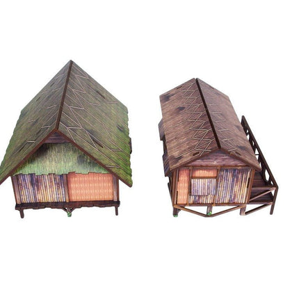 Pre - Painted WW2 Pacific Jungle Huts (2) - Gelände - Micro Art Studio - H00282