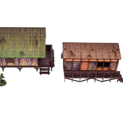 Pre - Painted WW2 Pacific Jungle Huts (2) - Gelände - Micro Art Studio - H00282