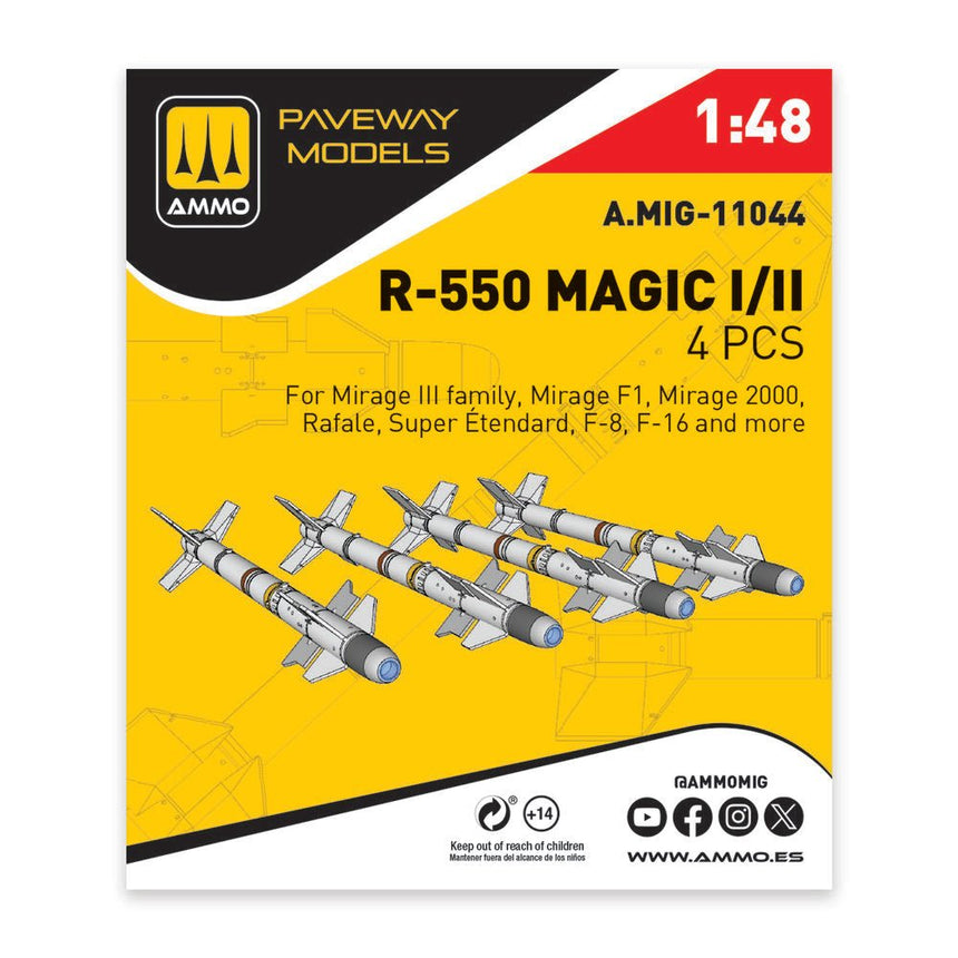 R-550 Magic I/II - Lenkflugkörper 1:48 (4 Stück) - AMMO by MIG Jimenez - A.MIG-11044