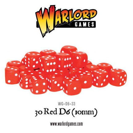 Red D6 Dice/Würfel Pack 10mm (30Stk) - Zubehör - Warlord Games - WG-D6-33