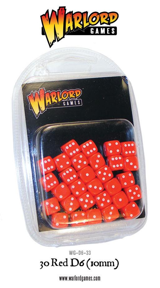 Red D6 Dice/Würfel Pack 10mm (30Stk) - Zubehör - Warlord Games - WG-D6-33