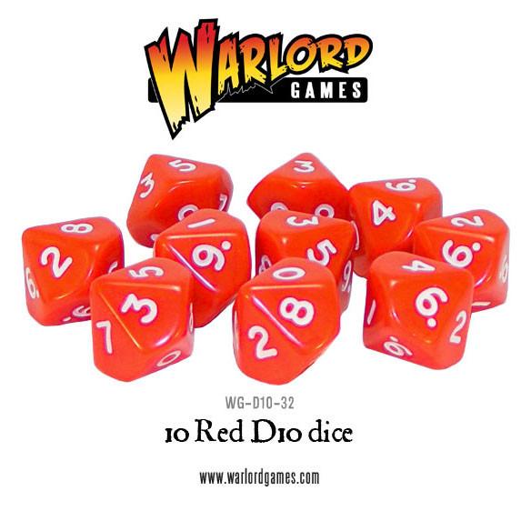 Red Würfel/Dices D10 (10Stk) - Zubehör - Warlord Games - WG-D10-32