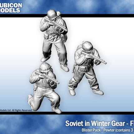 Soviet Infantry in winter Gear Firing - Pewter