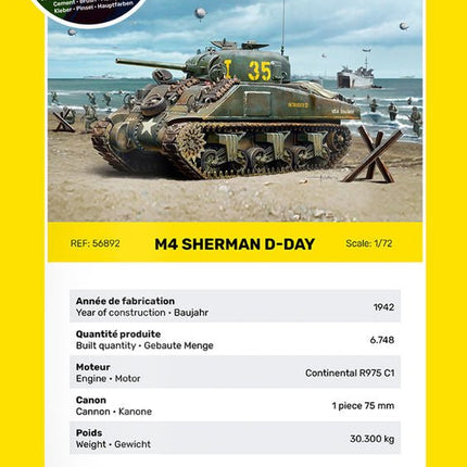 STARTER KIT M4 Sherman D-Day - Panzer - Heller - 56892
