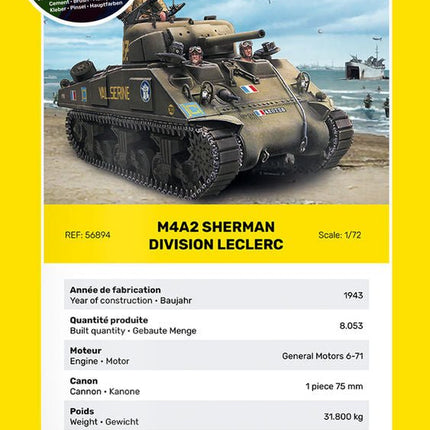 STARTER KIT M4A2 Sherman "Division Leclerc" - Panzer - Heller - 56894