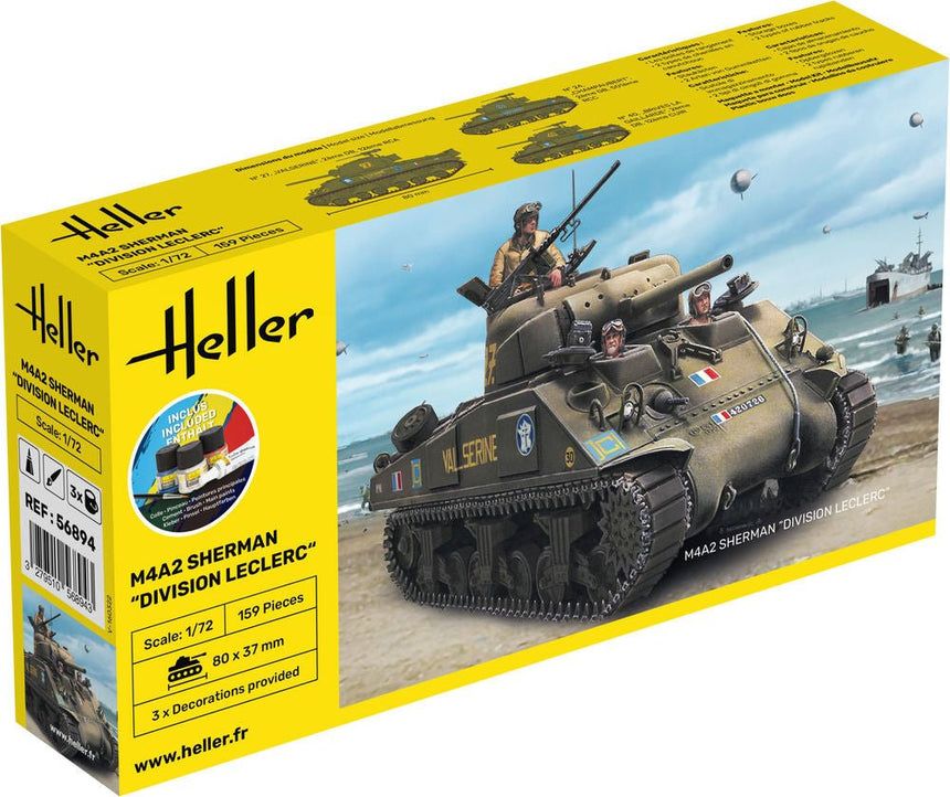 STARTER KIT M4A2 Sherman "Division Leclerc" - Panzer - Heller - 56894