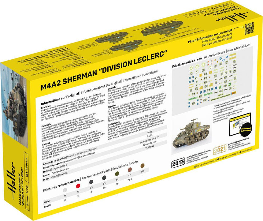 STARTER KIT M4A2 Sherman "Division Leclerc" - Panzer - Heller - 56894