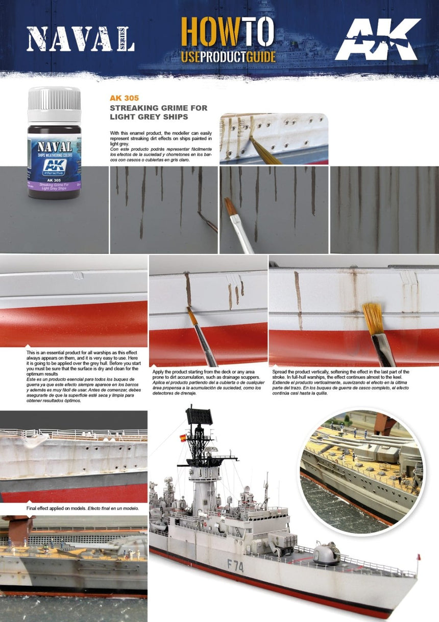Streaking Grime for Light Grey Ships AK305 - AK Interactive