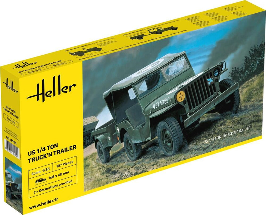 US 1/4 Ton Truck 'n Trailer - Fahrzeuge - Heller - 81105