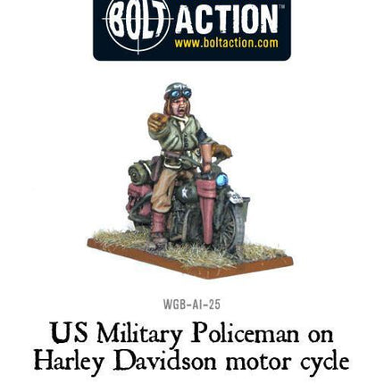 US Military Policeman on Harley Davidson motor cycle