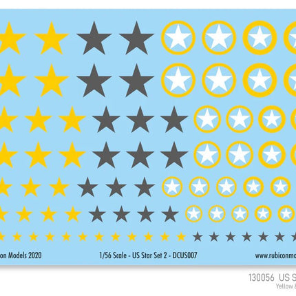 US Star Set 2 (Yellow & Dark Grey US Star) Decal Sheet - Zubehör - Rubicon Models UK Ltd - 130056