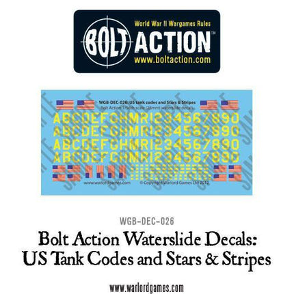 US tank codes and Stars & Stripes decal sheet