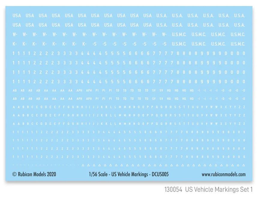 US Vehicle Markings ( Vehicle Registration & Bumper Code) - Zubehör - Rubicon Models UK Ltd - 130054