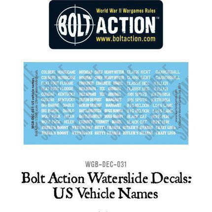 US vehicle names decals