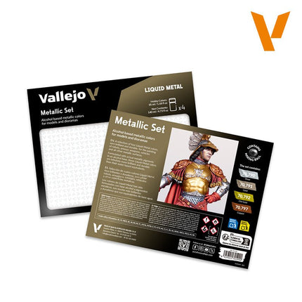 Vallejo Model Color - Alcoholbased Metallic Set Gold (2), Silver & Copper 35 ml - Zubehör - Vallejo - 70199