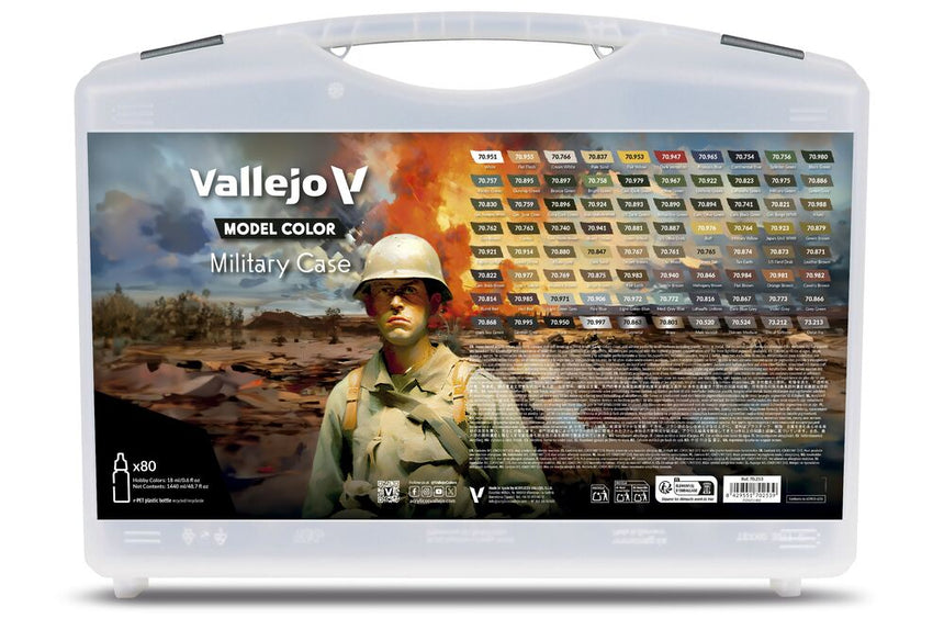 Vallejo Model Color - Military Case. Includes: 76 colors + 4 auxiliaries selected for camouflage schemes & military uniforms 18 ml - Zubehör - Vallejo - 70253