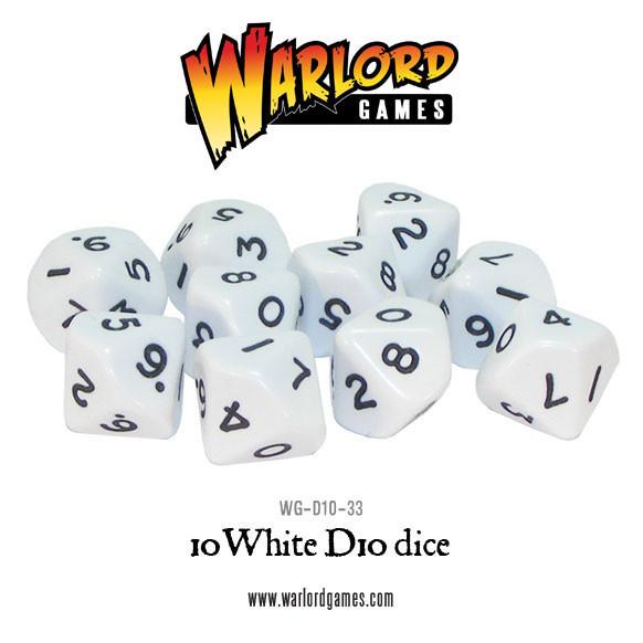 White Würfel/Dices D10 (10Stk) - Zubehör - Warlord Games - WG-D10-33