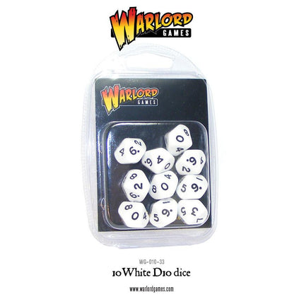White Würfel/Dices D10 (10Stk) - Zubehör - Warlord Games - WG-D10-33