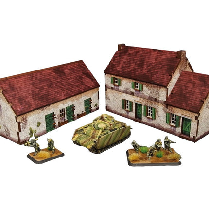 WW2 Normandy Homestead w. Stable 15mm (vorbemalt) - Micro Art Studio - 5907652564612
